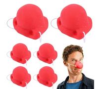 Red Clown Nose - 6Pcs 3.5Cm Rubber Novelty Noses, 2 Sizes Halloween , Elastic String Nose, Realistic Cosplay Noses, Funny Joke Noe | Circus Party For Men Women Christmas Anime Fancy
