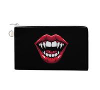 Red Clown Vampire Mouth Creepy Lips Coin Purse Cute Change Pouch Wallet Clutch Bag with Zip