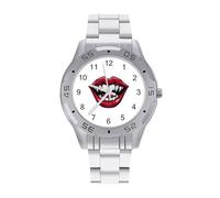 Red Clown Vampire Mouth Creepy Lips Men's Watches Stainless Steel Watch Strap Analog Quartz Watch Business Wristwatches