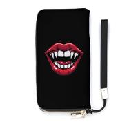 Red Clown Vampire Mouth Creepy Lips Slim Wallet for Women Long Purse Cute Clutch Wristlet Handbag Card Holders