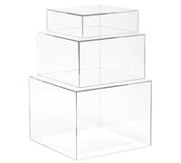 Red Co. Set of 3 Crystal Clear Acrylic Cube Display Nesting Risers with Hollow Bottoms, Transparent