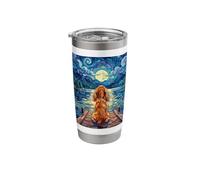 Red Cocker Spaniel On a Lakeside Dock Outdoors Artwork Stainless Steel Insulated Tumbler