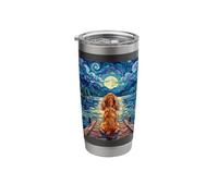 Red Cocker Spaniel On a Lakeside Dock Outdoors Artwork Stainless Steel Insulated Tumbler
