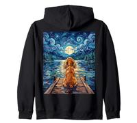 Red Cocker Spaniel On a Lakeside Dock Outdoors Artwork Zip Hoodie