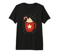 Red Cocoa Mug with Star and Candy Cane Premium T-Shirt