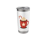Red Cocoa Mug with Star and Candy Cane Stainless Steel Insulated Tumbler