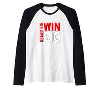 Red Color Dream/Win Big Red Graphic Raglan Baseball Tee