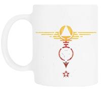 Red Color Rising Pierce Brown White Ceramic Drinking Mug