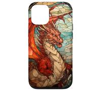 Red Colored Dragon Stained Glass Medieval Cover Phone Case for iPhone 12/12 Pro