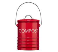 Premier Housewares Compost Bin With Handle - Red, Red