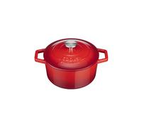 Cooks Professional 20cm Cast Iron Casserole Dish 2.8L with Lid & Handles | Colourful Modern Design Enamelled Cooking Pan Pot | Suitable For All Hobs Inc Induction | Oven & Grill Safe | Red