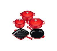 (Red) Cooks Professional Set of 5 Cast Iron