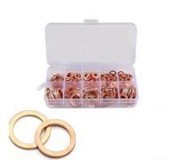 Red Copper Flat Washer Gasket Assortment Kit To For M14 Mixed Sizes Seal Rings In Storage Box For Automotive Sump Hydraulic Pipe Bolt Nut Fixing 50 100 120 Pieces(50pcs)