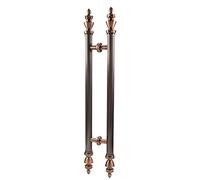 Red Copper Retro Sliding Door Handle - Double-Sided Textured Handleset for Glass, Metal, Wooden Doors - 80-150cm Adjustable Length (120cm/47.25") (80cm/31 1/2")