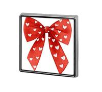 Red Coquette Bow with White Hearts Pattern Unisex Brooches & Pins Square Lightweight Lapel Badge Jewelry for Clothing Shawl Hat