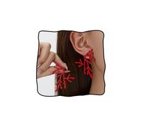 Red Coral Earrings for Women Trendy Coral Branch Stud Earrings Summer Ocean Themed Red Corals Shaped Ear-Rings Beach Vacation Outfits Jewelry Accessories, L, Metal, No Gemstone