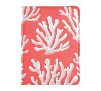 Red Corals Sea Ocean Leather Passport and Vaccine Card Wallet Combo Travel Documents Organizer Protector Lightweight