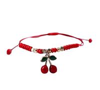 Red Cord Bracelet - Red Cord Bracelet | Red Wire Bracelet | Rope Bracelets | Adjustable Braided Red Rope Bracelet with Fruit Charms, Fare riferimento alla descrizione, Please refer to description