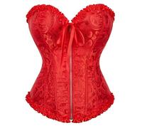 red corset Ladie's Lace Up Boned Overbust Corset Top for Women Halloween, Christmas, Pirate Party, Wedding, Cosplay Gothic Costumes Plus Size Bustier Lingerie Bodyshaper red L