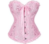Red Corset Womens Corset Top Halloween Costume Sexy Floral Lace Up Bodysuit Wedding Dress Boned Overbust Shapewear Lingerie Gothic Vest Court Steampunk Costume Women Black Bustier