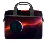 Red Cosmos Planets Earth Laptop Case Bag Sleeve Portable Crossbody Messenger Briefcase w/Strap Handle, 13 14 inch