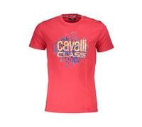 Red Cotton Logo Print T-Shirt - male - Cavalli Class - T-Shirts - Red - XL - Tops XL
