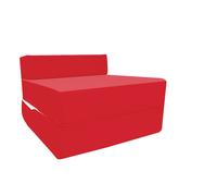 (Red) Cotton Twill Single Chairbed Z Bed Guest FoldOut Futon Sofa Bed