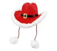 Red Cowboy Hat Pom-Poms Accessories Headwear