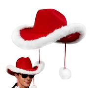 Red Cowboy Hats, Santa Headpiece, Custom Christmas Hat with White Plush Trim, for Western Children and Adults, Party and Holiday Photo Props, Halloween Discotheque F
