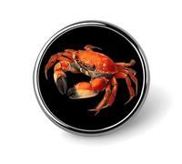 Red Crab Cute Button Pins Round Badge Cool Personalised Pattern Brooches for Bag Hat