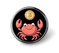 Red Crab Dollar Coin Enamel Brooch Lapel Pin Badge Button Pins for Backpacks Hats Cute Funny 1"