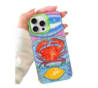 Red Crab Foodie Crustatian Tablecloth Azulejo Italian Retro Artwork Art Custom Compatible With iPhone 11 12 13 14 15 16 16E Pro Max Plus Mini Bumper Case Design Name Protective Cover Silicone