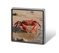 Red Crab Lapel Pin Square Metal Brooch Pin with Secure Pin Back Fashion Button Badge for Clothing, Hats, Bags Decoration