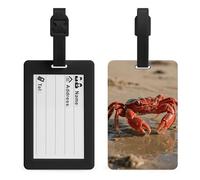 Red Crab Luggage Tags for Suitcases Personalized Luggage Tags Business Card Holder Travel ID Bag Tag with Address Card Quick Spot Baggage Identifier for Carry On