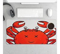 Red Crab Pattern Desk Pad Protector Non-Slip Gaming Desk Mat Waterproof Desktop Mat for Keyboard and Mouse Large Mousepad Smooth Writing Pad for Home Office Work(23.6 X 13.8)