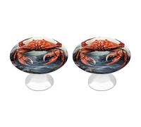 Red Crab Sea Cabinet Knobs, 2-Pack Silver Stainless Steel Drawer Pulls with Screws, Elegant Hardware for Dressers, Kitchen,Cabinets & Desks