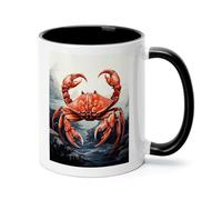 Red Crab Sea Ceramic Coffee Mug with Handle 11 Ounces, Porcelain Mug Coffee Cup Tea Mug Water Cup Ideal for Coffee,Tea,Latte,Cappuccino,Microwave & Dishwasher Safe Unique Gift Cup
