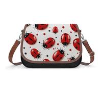 Red Crab Sea Crossbody Bags for Women Leather Handbags Travel Purses Shoulder Bags Tote Bag for Daily Use, Red Ladybug, One Size, Flower and Animals