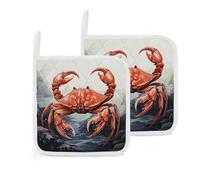 Red Crab Sea Pot Holders Double-Layer Thickened Insulation,Trivet Mats - with Hanging Loops,Kitchen Heat Resistant Potholder Versatile for Countertops Hot Pots and Pans