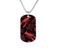 Red Crayfish And Coral Pattern Novelty Pendants Necklaces
