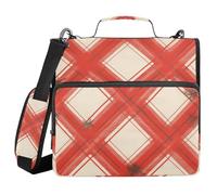 Red cream buffalo plaid plaid merry christmas 3 rings 3.8cm binder with extra pockets with handle and removable shoulder strap, multiple pockets, document organizer