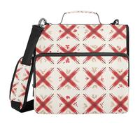 Red Cream Buffalo Plaid Tartan Check Scotland Merry Christmas 3 Rings 1.5 inch Binder with Zipper with Handle Multiple Pockets Portfolio Binder for Office School