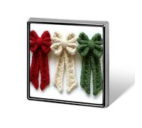 Red Cream Green Crochet Yarn Bows Unisex Brooches & Pins Square Lightweight Lapel Badge Jewelry for Clothing Shawl Hat