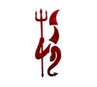 (red) Creative Car Stickers Alloy Demons Decal With Fork Auto Accessorries