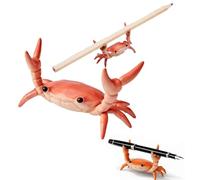 Red Creative Crab Pen Holder, Weightlifting Crabs Penholder, Bracket Storage Rack Gift Stationery,Pencil Holders Desk Supplies Holders and Dispensers,Desk Accessories and Stationery Supplies (Red)