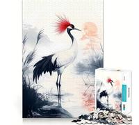 Red-Crested Crane in Water 1000 Teenager Pieces Jigsaw Puzzle Memory Boost Calm Escape Pattern Assembly Warm Surprise (38x52cm)