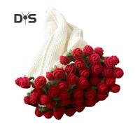(red) Crochet Flower Blanket Handmade Rose Bouquet Blanket Lily of The Valley Crocheted Bouquet Throw Blanket for Sofa Bed Couch Home Decor