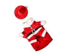 Red Crochet Santa Geese Costume Soft Yarn Outfit Seasonal Yard Decoration Handcrafted Santa Animal Costumes Christmas Geese Sweater