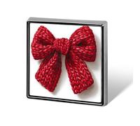 Red Crochet Yarn Bow Unisex Brooches & Pins Square Lightweight Lapel Badge Jewelry for Clothing Shawl Hat