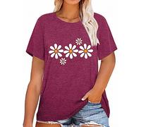 Red Crop Top Womens Plus Size Graphic Tees T Shirts for Women Oversized Tshirt Short Sleeve Tops Ink Tshirt (Hot Pink, XXXXL)